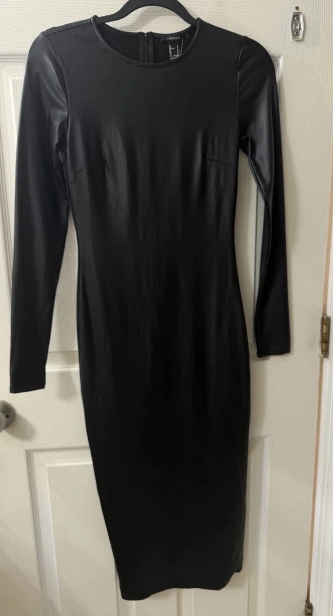plus size faux leather bodycon dress Black Strapless Dress Faux Leather Midi Length With Belt main image 0