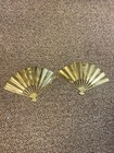 Vintage Mid Century Solid Brass Phoenix Bird Fan Wall Decor 7x11" Set of 2 Fans — photo 8