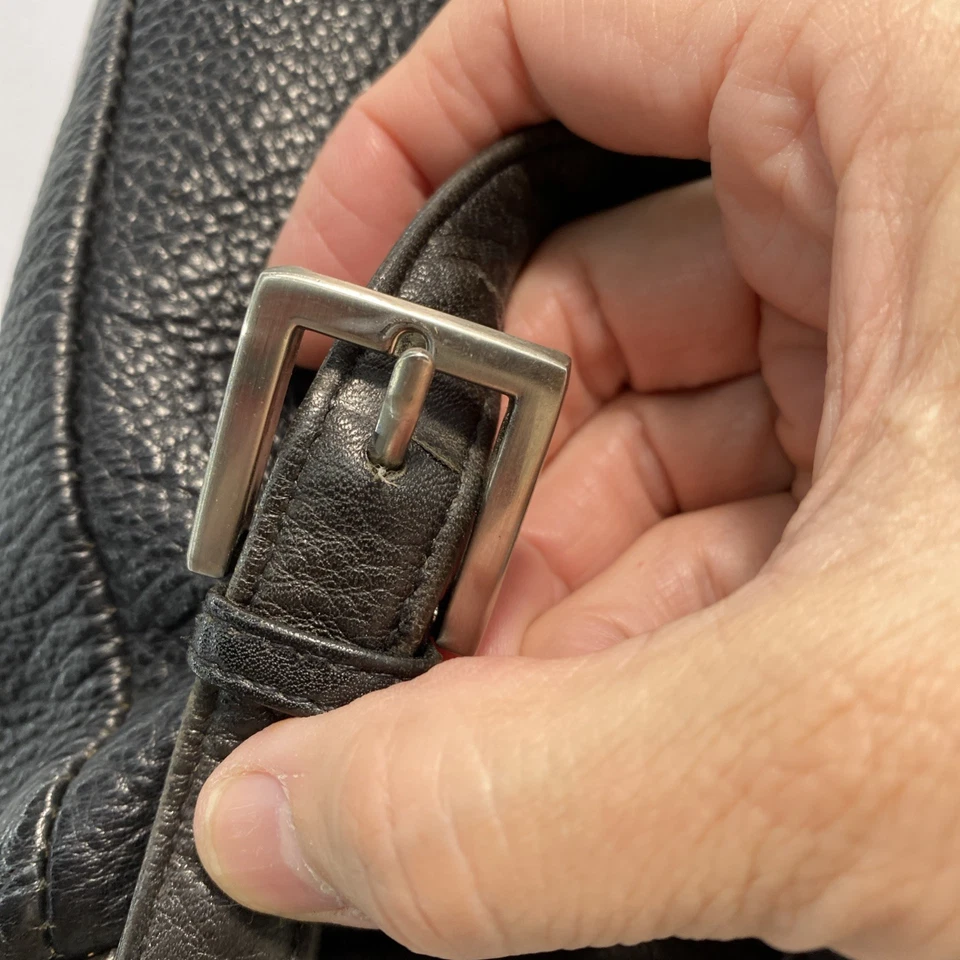 Mila Paoli 皮革背包黑色抽绳中号 9x9x4 英寸柔软 — 第 3/4 张图片