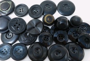 Vintage Buttons 26 Black 7/8" to 1 1/4" Bits of Color on Some 4 Sets 11 Singles