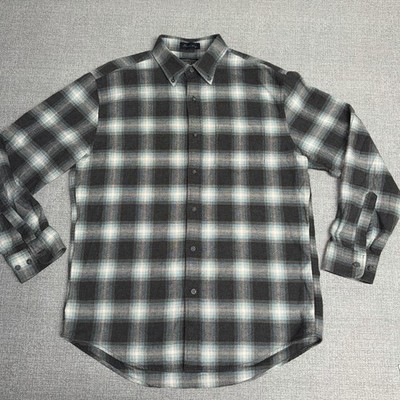 Pendleton Thomas Kay Collection 100% Cotton Shirt Plaid Button Down Mens M Gray