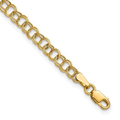10k Gelbgold hohle doppelte Gliederkette Bettelarmband 7''