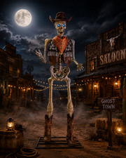 10 FT Cowboy Skeleton Costume Halloween Yard Decor Accessory FREE SHIPPING