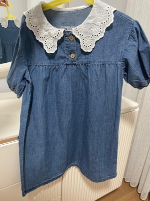 Zara Girls Blue Denim Dress Button Front Casual Summer Dress Size 5 Years