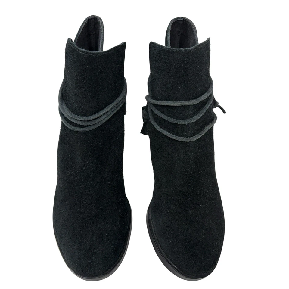 Sorel Farah Botines Cortos Talla 6 Negro Gamuza Borla Western Boho Tobillo Foto 2 de 4