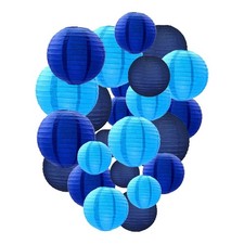 Blue Paper Lanterns Decorative, Chinese/Japanese Hanging Round Paper Lanterns...