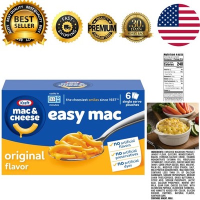 Kraft Easy Mac and Cheese, 6 Packets, for Easy Dinner or Dinner Sides,  Flavo...