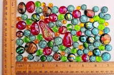 100 Plus Assorted Handcrafted Dichroic Glass Cabochons/Lot/Jewelry Making/COE 90
