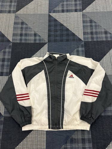 Vintage 90s Adidas Full Zip Cropped Track Jumper Windbreaker Jacke Herren Gr. S