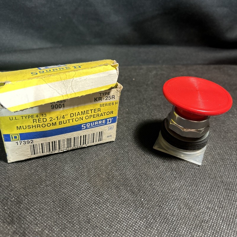 New Square D 9001 KR-5R Ser. H Mushroom Red Operator Push Button 2-1/4" NOS