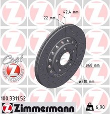 2x ZIMMERMANN Bremsscheibe SPORT Z 100.3311.52 für VW 1KP PHAETON A8 AUDI 1KW D3