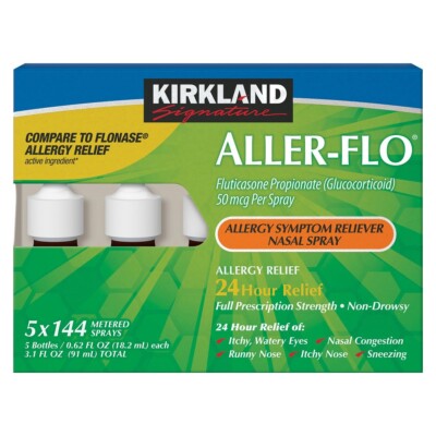 Kirkland Signature Aller-Flo, 720 Sprays 5 Bottles 144 Sprays Each  2027+