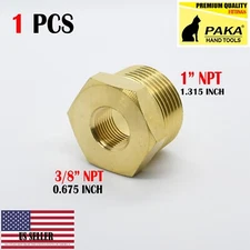 1 PC- 1" Male x 3/8" Female NPT Pipe reducer Hex Bushing adapter Brass Fitting