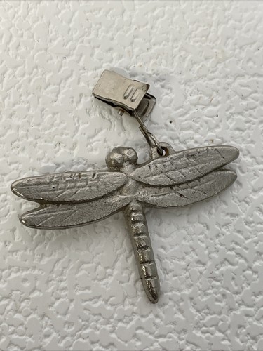 Lot of 2 Vintage Ladybug & Dragonfly Pendants Silver Tone Clip On Jewelry Brooch - Picture 3 of 9