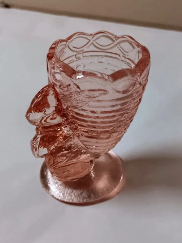 Vintage Fenton  Glass Bunny Rabbit Pink Egg Cup