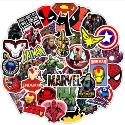 4 CLASSY GIFTS Marvel Superhero Stickers Skateboard Spiderman Vinyl Laptop Decal Pack Lot 50pc