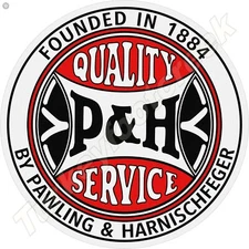 P&H Quality Service 11.75" Round Metal Sign