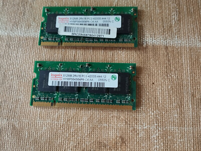 2 Stück 512 MB DDR-RAM -Module für Laptop, 2 Rx16 PC2-4200-S 444-12 von Hynix