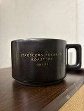 Starbucks Reserve Roastery Chicago Ceramic Demi Mugs - Black Metallic Matte