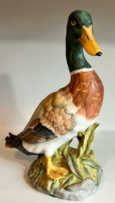 Hand-Painted Porcelain Mallard Duck by ANGELINE ORIGINALS 12''tall
