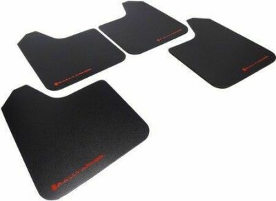 Rally Armor Basic UNIVERSAL Fitment Mud Flaps Set of 4 w/ Red Logo Lettering New