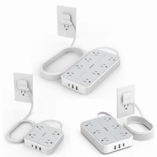 Power Strip with Multi Outlet USB C Charger 5/10/15 FT Extension Cord Flat Plug