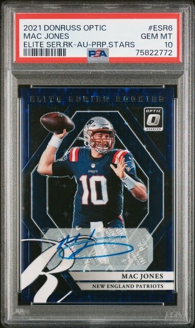 Mac Jones Panini Donruss Optic Elite Series Rookies #ESR6 Purple Star