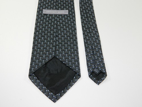 Men's Geoffrey Beene Silk NECKTIE Tie OP ART DECOR GRAY BLUE Victor Vasarely - Picture 2 of 3