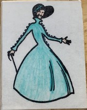 Wood Mounted Rubber Stamp - Lady in Dress