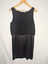 Vince Camuto Black Mini Dress Black Chiffon Top with Sequin Bottom Size 10