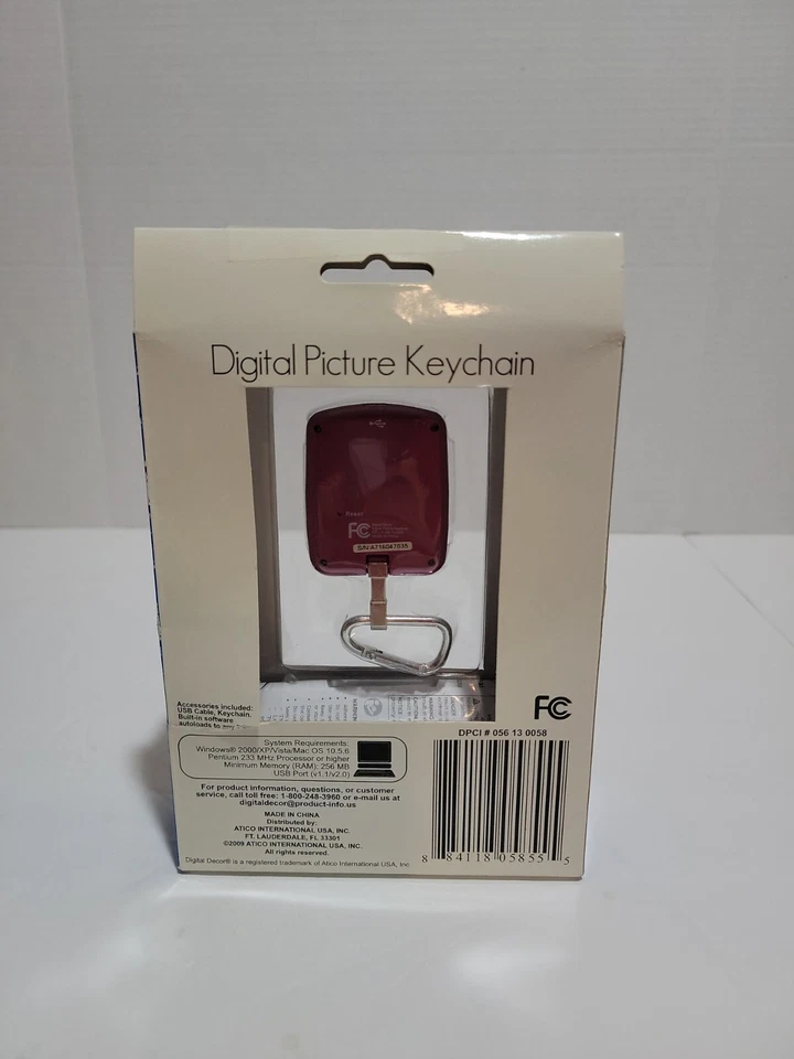 Digital Picture Keychain - 1.8 inch Color LCD Display Red USB Cable Included - Image 2 of 4