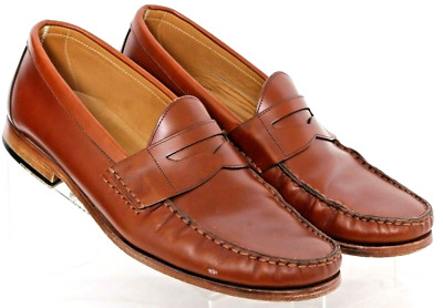Jack Erwin Brown Leather Moc Toe Pinch Slip On Penny Loafers Shoes Men's 9.5