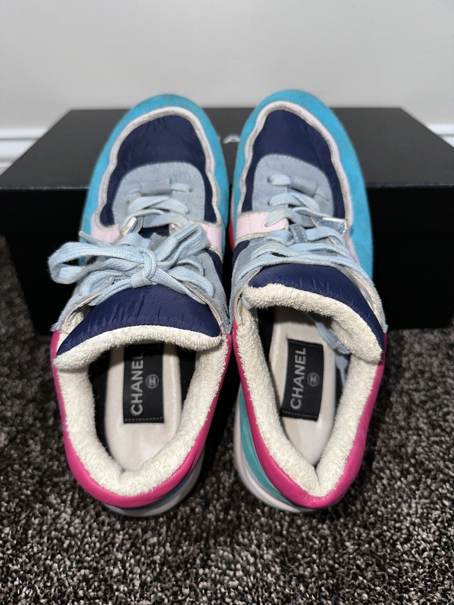 Chanel CC Logo Multicolor Suede Trainer Sneakers | eBay