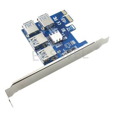 PCI-E USB 3.0 Riser-Karte Multiplikator Karte PCI Express PCIE 1 bis 4 PCI-E Neu