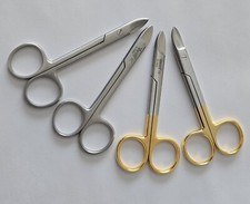 4 Pcs Dental Crown Scissors Straight & Curved 4.25" Cutting Premium Wire Cut New