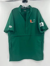 MIAMI HURRICANES GAME USED GREEN ADIDAS BASEBALL WINDBREAKER W/ POCKETS SZ L