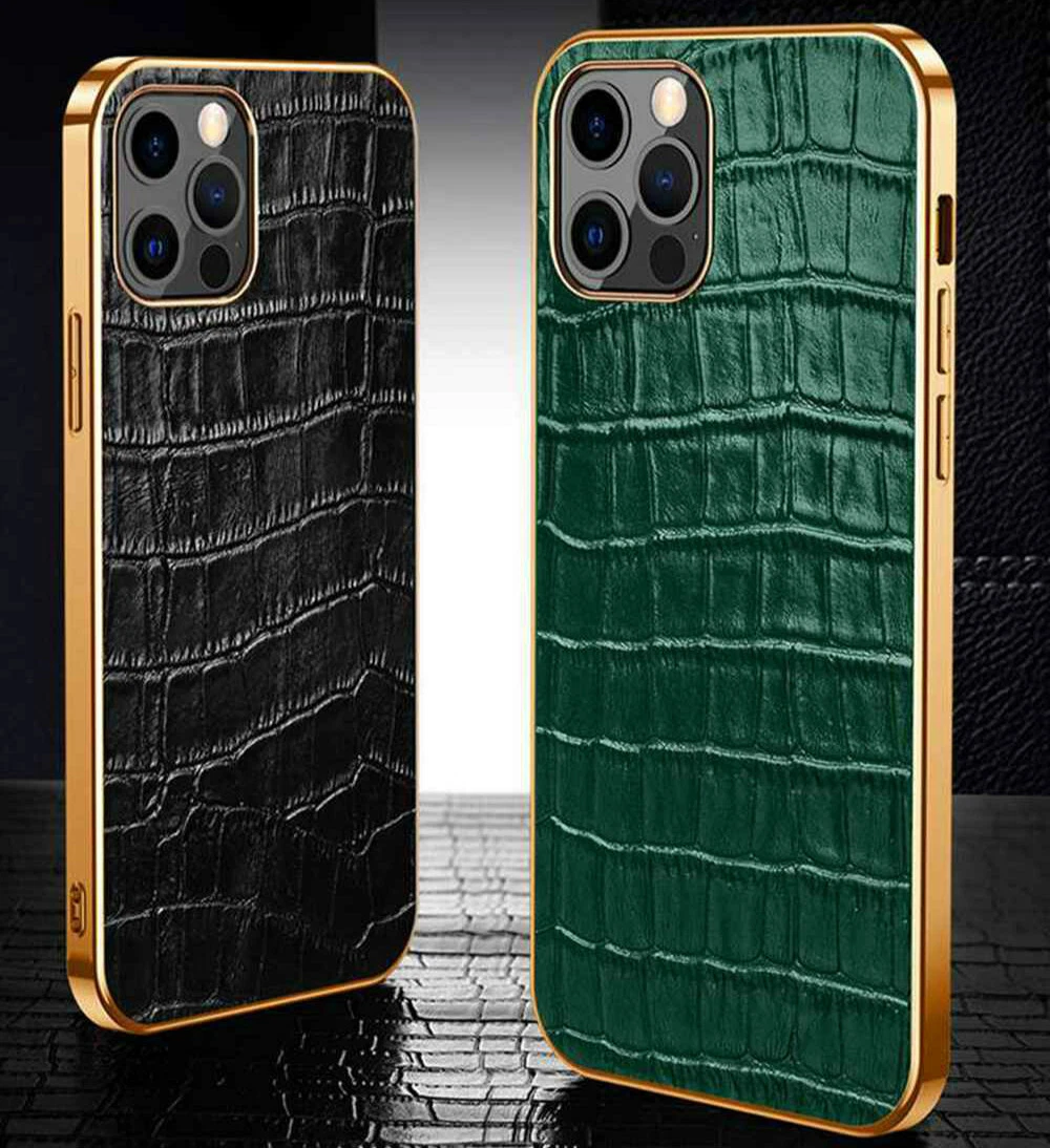 Croco Embossed Leather Case for iPhone 15 Pro and 15 Pro Max by