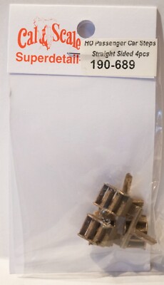 Cal-Scale #689 Straight-Sided Passenger Car Steps -- Brass pkg(4)