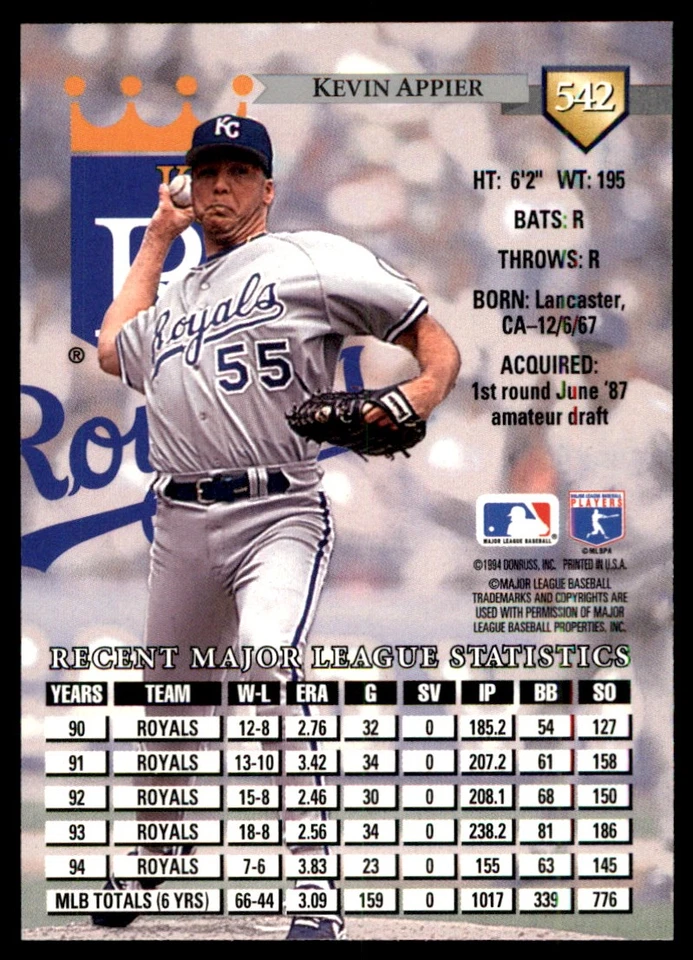 Kevin Appier 1995 Donruss #542 Royals MLB READ FREE SHIPPING AutographDen - Image 2 of 2