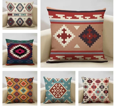 H Türkischer Kissenbezug Ethno Stil Geometrisch 45x45cm Sofa Dekoration Überwurf - Bild 1 von 4