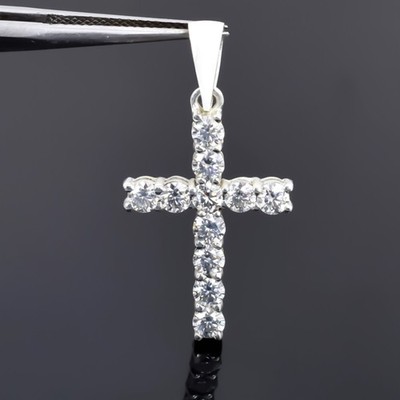 5.00 Ct Certified Round Cut White Lab grown Diamond Cross Pendant In 10k Gold