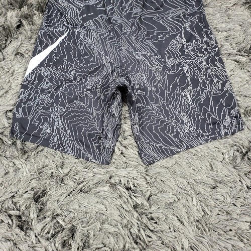 Nike Dri-Fit Shorts Herren XL schwarz weiß topografische Karte Swoosh Sport Fitnessstudio - Bild 19 von 20