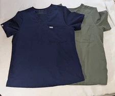 Figs Scrub Tops Womens 1 Blue 1 Green One Pocket Medical Technical Size L