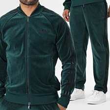 RARE Adidas Originals Men's SST Tracksuit Velour (Jacket & Pant) Green Size NWT