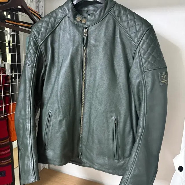 Triumph Braddan Leather Jacket M Racing Green