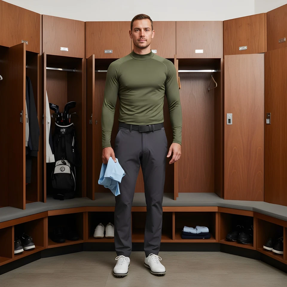 Under Armour ColdGear Golf Base Layer Mens Small Green Compression Mock Thermal - Image 2 of 4