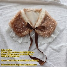 Women Girl Faux Fur Collar Scarf Fluffy Lolita Wraps Stole Shawl Earmuffs Glove