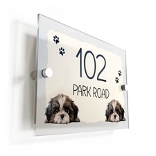 Shih Tzu Dog Puppy Cream Acrylic House Sign/Plaque - Personalised