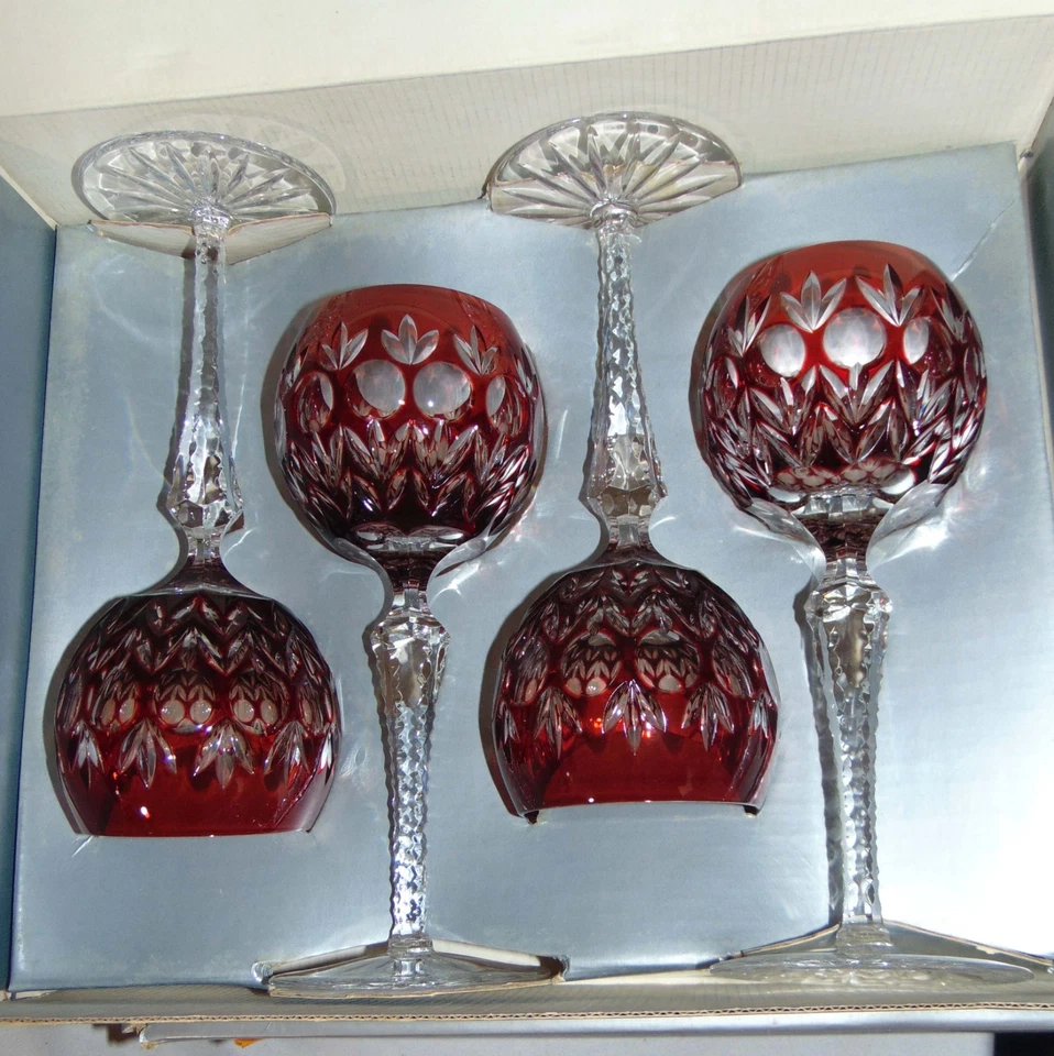 8 Legends by Godinger Dynasty Red Cranberry Cut Glass Crystal Wine Hock Stem MIB - Image 4 of 4