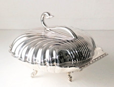 Silberschale Muschel Schwan Leonard Vintage 70er silver plated
